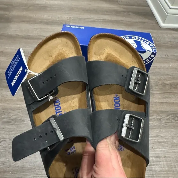 Birkenstock Arizona BS Black Leather Soft Footbed Sandals