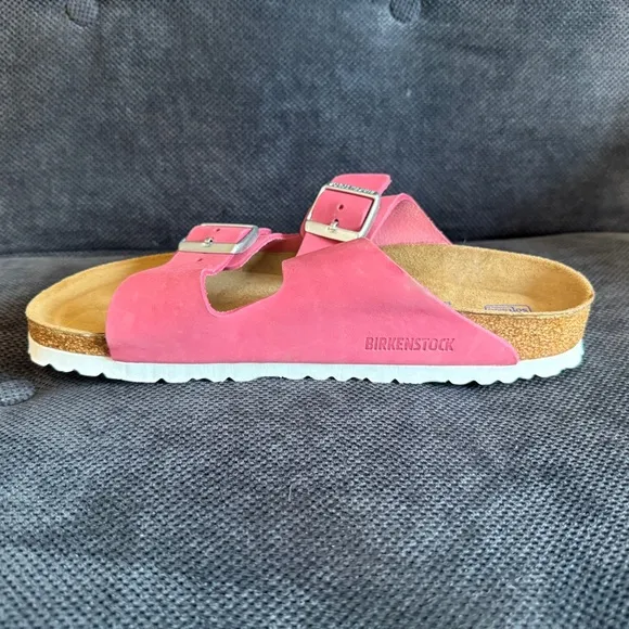 Birkenstock Arizona Leather W/Soft Footbed (Fuchsia) Size 40 Narrow