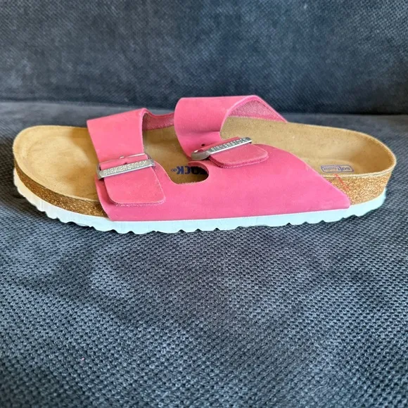 Birkenstock Arizona Leather W/Soft Footbed (Fuchsia) Size 40 Narrow