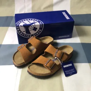 Birkenstock Arizona Mink Narrow Sandals with Signature Cork Footbed