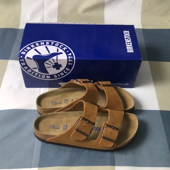 Birkenstock Arizona Mink Narrow Sandals with Signature Cork Footbed