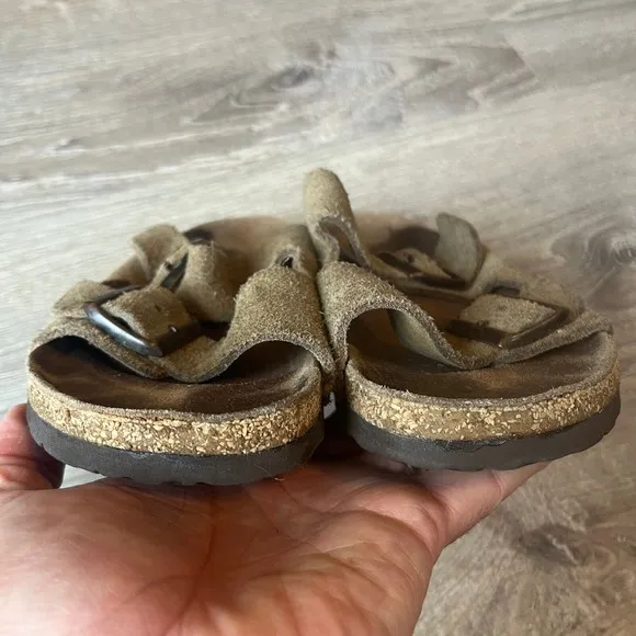 Birkenstock Arizona Slides Sandals Brown Suede Leather Womens 5-5.5 EU 36