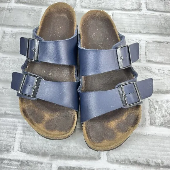 Birkenstock Arizona Soft Footbed Blue Navy Women' 9.5/10 US Leather Sandals