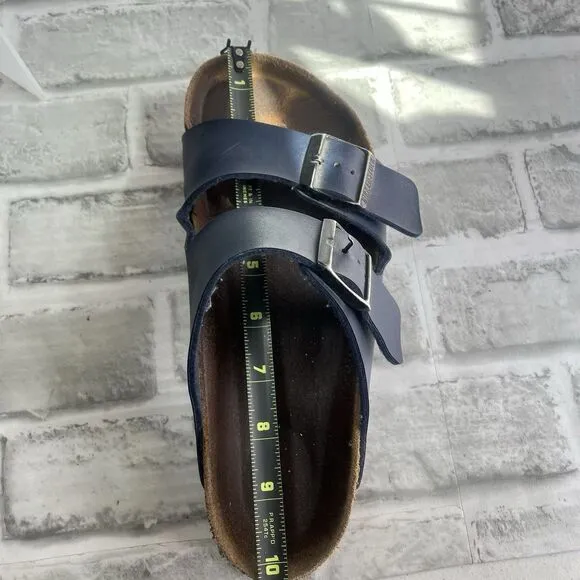 Birkenstock Arizona Soft Footbed Blue Navy Women' 9.5/10 US Leather Sandals