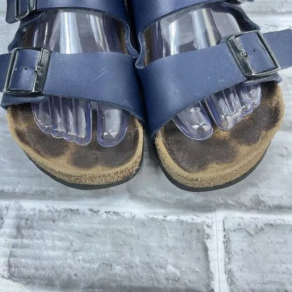 Birkenstock Arizona Soft Footbed Blue Navy Women' 9.5/10 US Leather Sandals