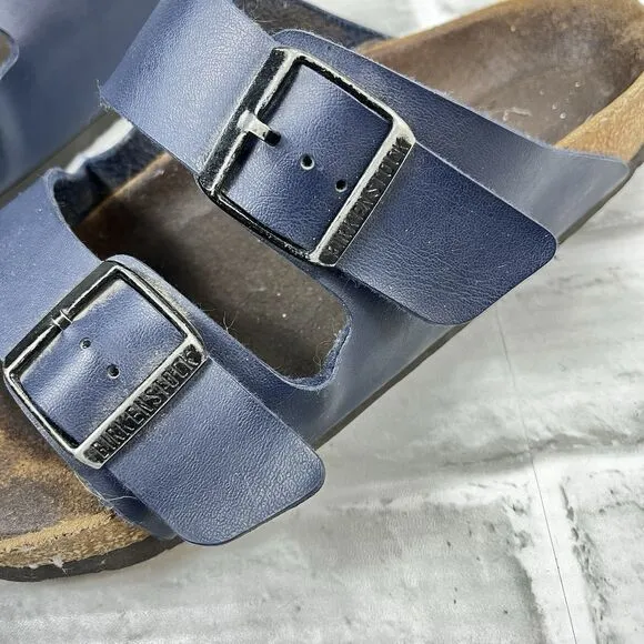 Birkenstock Arizona Soft Footbed Blue Navy Women' 9.5/10 US Leather Sandals