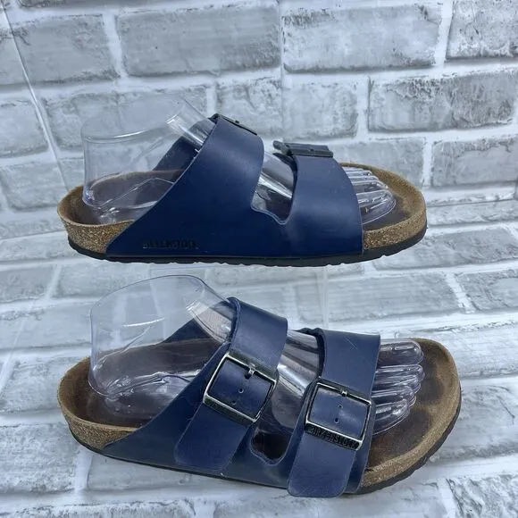 Birkenstock Arizona Soft Footbed Blue Navy Women' 9.5/10 US Leather Sandals