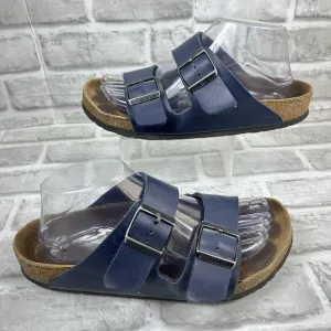 Birkenstock Arizona Soft Footbed Blue Navy Women' 9.5/10 US Leather Sandals