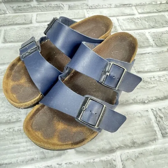 Birkenstock Arizona Soft Footbed Blue Navy Women' 9.5/10 US Leather Sandals