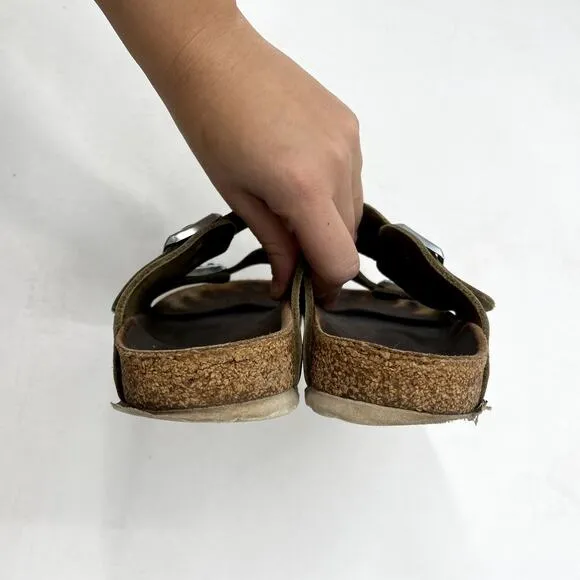 Birkenstock Green Leather Arizona Sandals