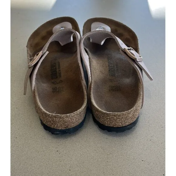 Birkenstock Leather Beige Pink Sandals Women’s Us 7 38 Big Buckle
