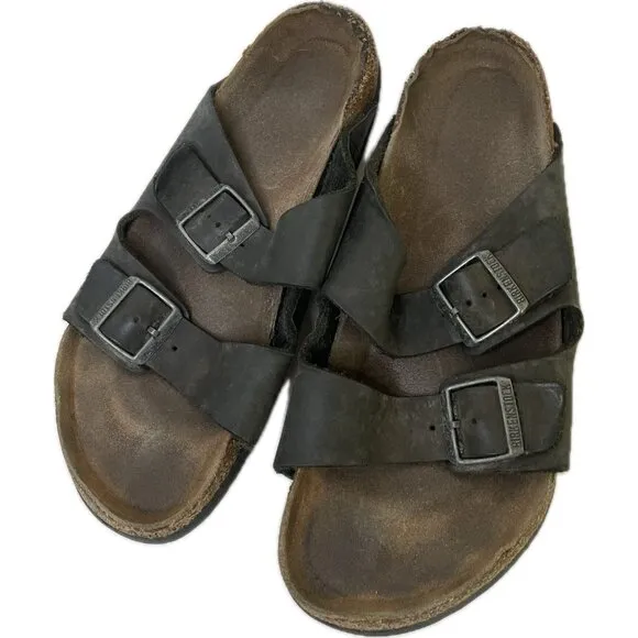 Birkenstock Men’s Arizona Dark Brown Leather Sandals Eva EU 44 US 11