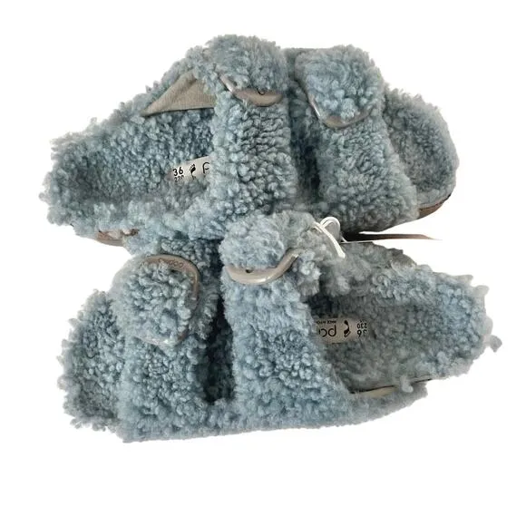 Birkenstock Papillio Arizona Big Buckle Shearling Teddy Slide On Sandals Size 36