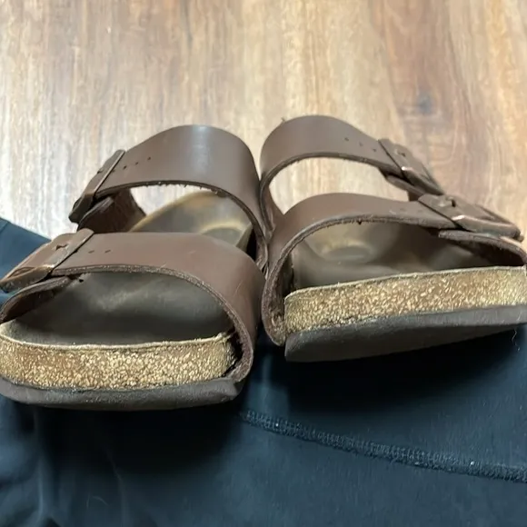 Birkenstock Sandals Arizona Dark Brown Natural Leather Mens 39