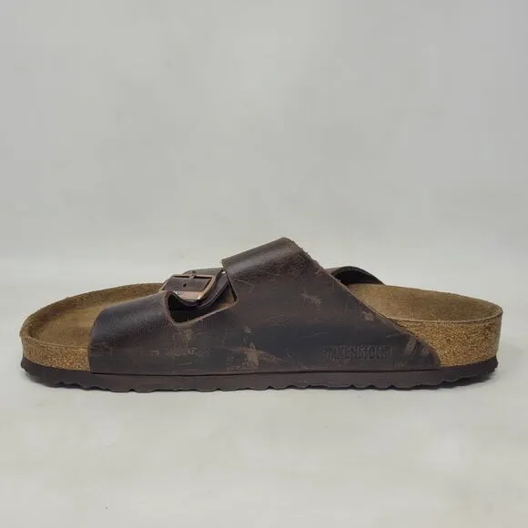 Birkenstock Sandals Mens EU45 US12.5 Arizona Brown Oiled Habana Leather Slides