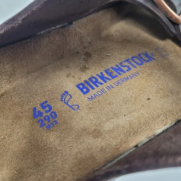 Birkenstock Sandals Mens EU45 US12.5 Arizona Brown Oiled Habana Leather Slides