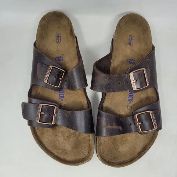Birkenstock Sandals Mens EU45 US12.5 Arizona Brown Oiled Habana Leather Slides