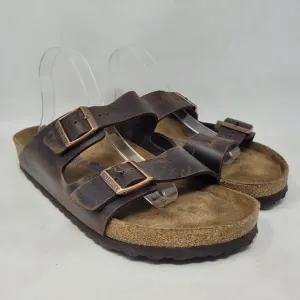 Birkenstock Sandals Mens EU45 US12.5 Arizona Brown Oiled Habana Leather Slides