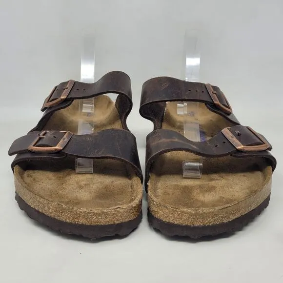 Birkenstock Sandals Mens EU45 US12.5 Arizona Brown Oiled Habana Leather Slides