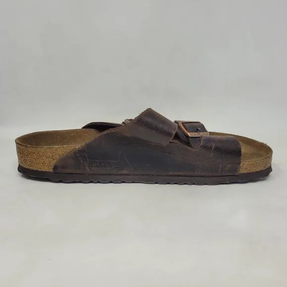 Birkenstock Sandals Mens EU45 US12.5 Arizona Brown Oiled Habana Leather Slides