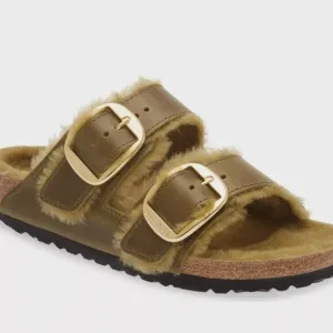 Birkenstock Shearling Sandals in Olive Green