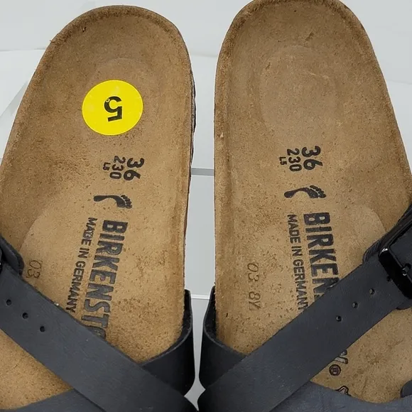 BIRKENSTOCK Yao Narrow Fit Black Birko-Flor Leather Sandals Women's Size 5 New