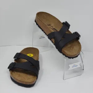 BIRKENSTOCK Yao Narrow Fit Black Birko-Flor Leather Sandals Women's Size 5 New