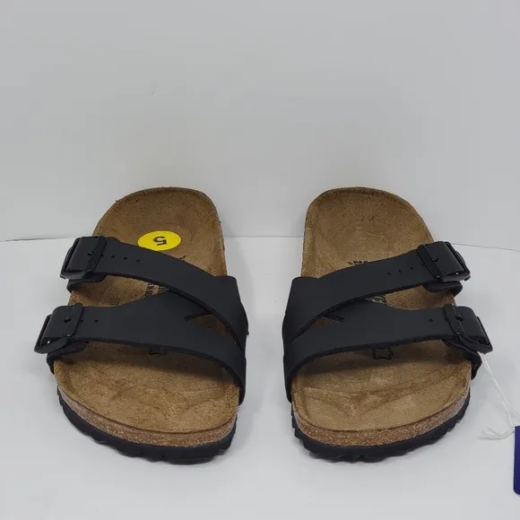 BIRKENSTOCK Yao Narrow Fit Black Birko-Flor Leather Sandals Women's Size 5 New
