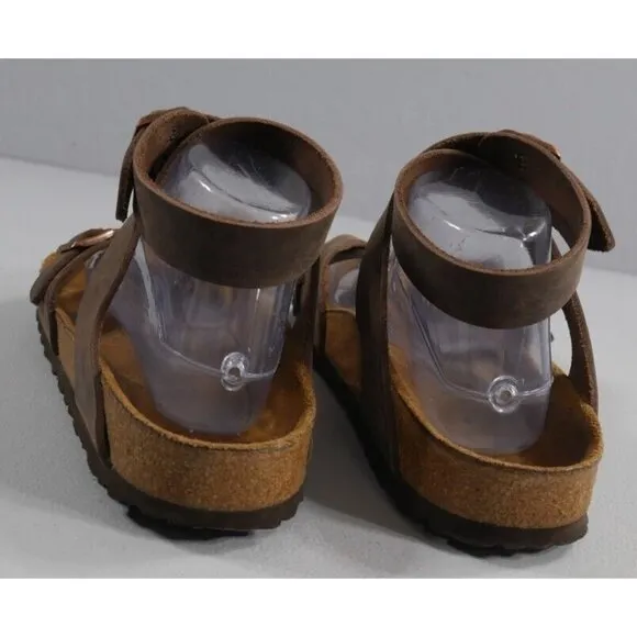 Birkenstock Yara Oiled Leather Ankle-Strap Sandals Habana-Brown  US L 10  M 8