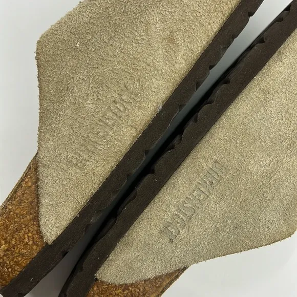Birkenstock Arizona Tan Suede Strap Sandals EU Sz 41 Narrow US W 10 M 8 Soft FB