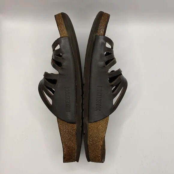 Birkenstocks‎ Sz 38 US W7 Brown Leather Mayari Arizona Granada slide Sandals Y2K