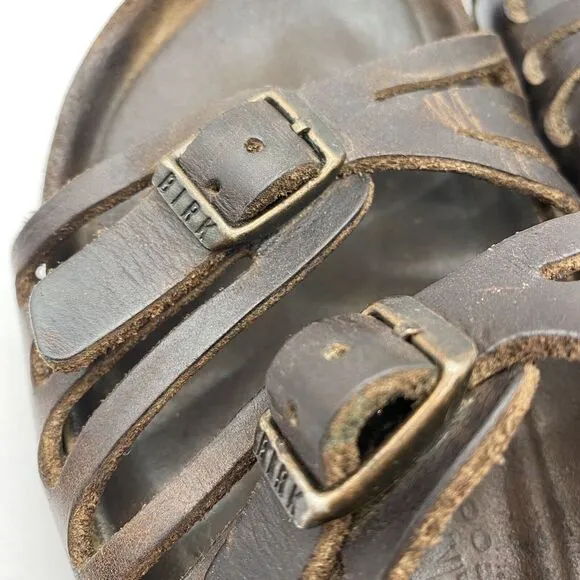 Birkenstocks‎ Sz 38 US W7 Brown Leather Mayari Arizona Granada slide Sandals Y2K
