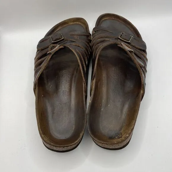 Birkenstocks‎ Sz 38 US W7 Brown Leather Mayari Arizona Granada slide Sandals Y2K