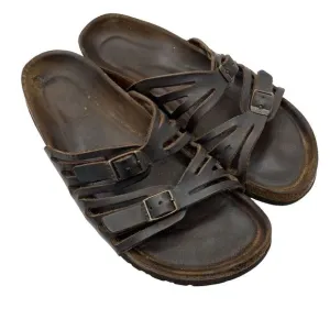 Birkenstocks‎ Sz 38 US W7 Brown Leather Mayari Arizona Granada slide Sandals Y2K
