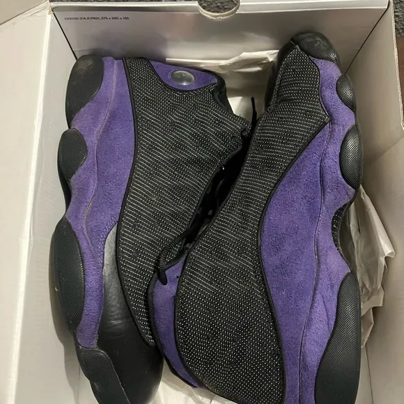 Black and Purple Basketball Sneakers with Suede Finish Jordan 13 Court Purple