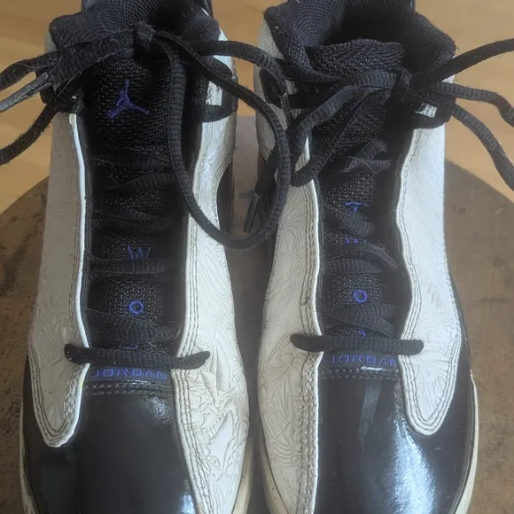 Black and White Sneakers with Blue Accents