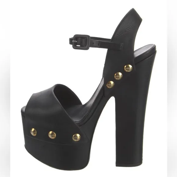Black Platform Heels with Gold Accents
