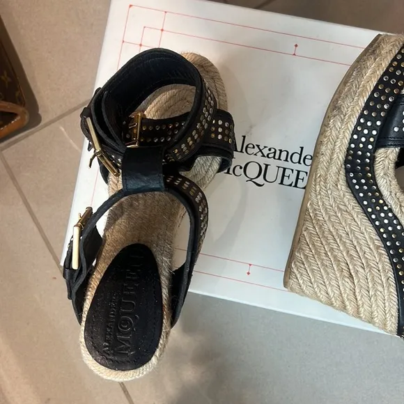 Black Studded Wedge Sandals Alexander McQueen