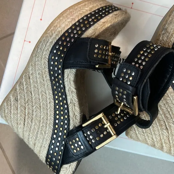 Black Studded Wedge Sandals Alexander McQueen