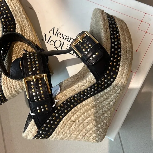 Black Studded Wedge Sandals Alexander McQueen