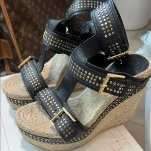 Black Studded Wedge Sandals Alexander McQueen