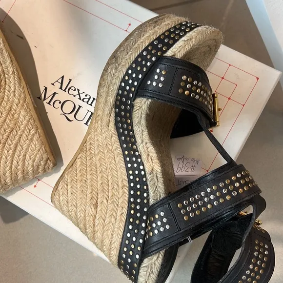 Black Studded Wedge Sandals Alexander McQueen