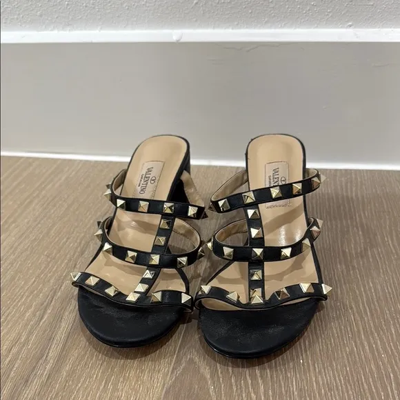Black Studded Women's Block Heels