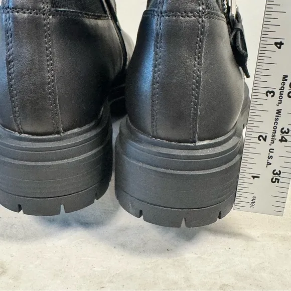 Blondo Garnet Waterproof Boots Women's Size 9  Black Leather Lug Sole Moto