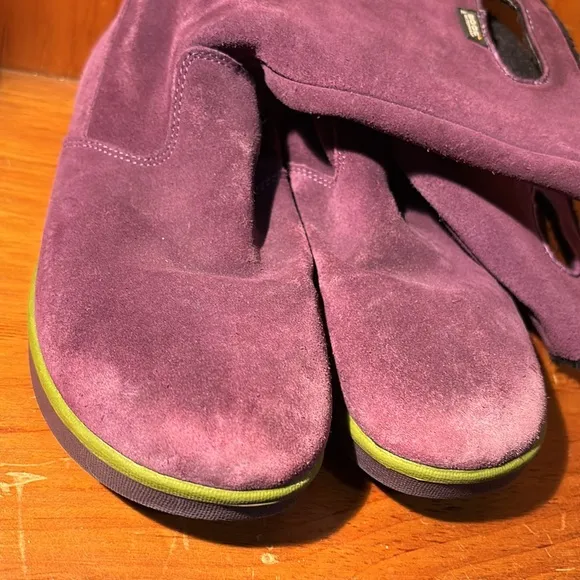 Bogs Boga Purple Green Suede Leather Fleece Lined Waterproof Winter Boots Size 6