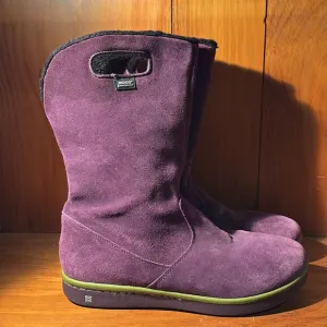 Bogs Boga Purple Green Suede Leather Fleece Lined Waterproof Winter Boots Size 6