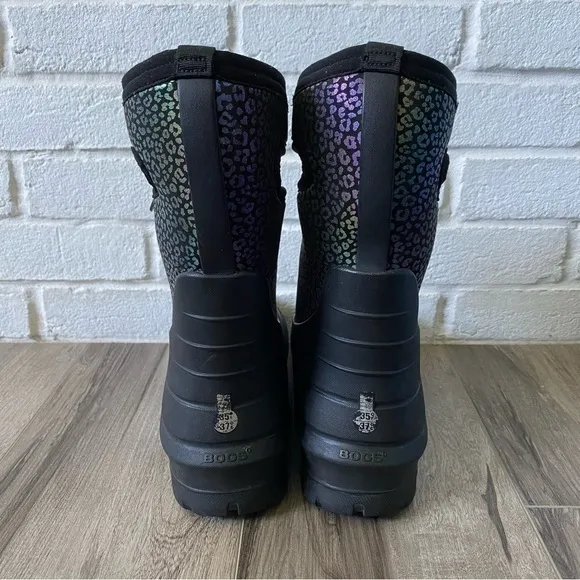 Bogs Neo Classic Rainbow Black Leopard Boots 72930 Youth Size 5