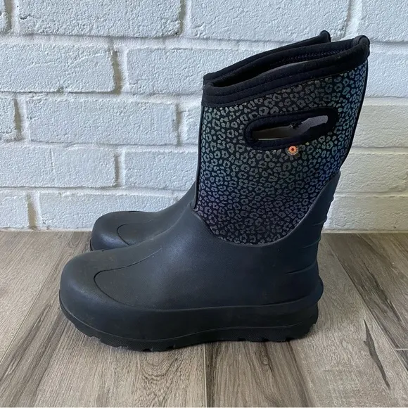 Bogs Neo Classic Rainbow Black Leopard Boots 72930 Youth Size 5