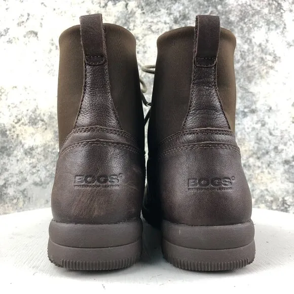 Bogs Womens Size 9 Alexandria Lace Up Brown Leather Waterproof Ankle Boots 71578