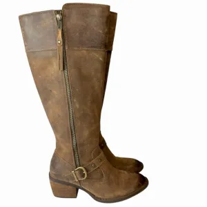 Born Alize Double Zip Taupe Distressed Boots Size 6.5